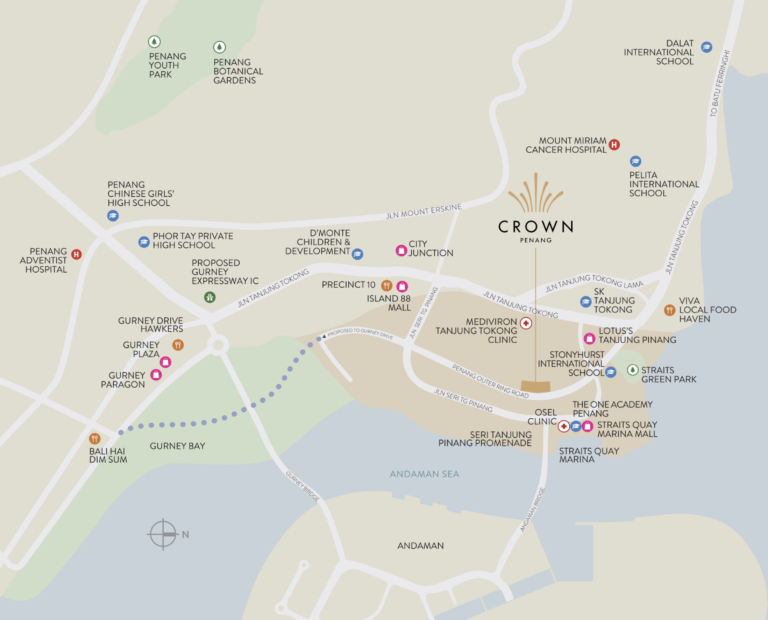 location map crown penang